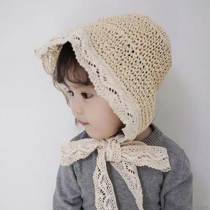 Mũ Cói Viền Ren Cho Bé Đi Biển, Đi Chơi 1-6 Tuổi - Mẫu Vành Ren