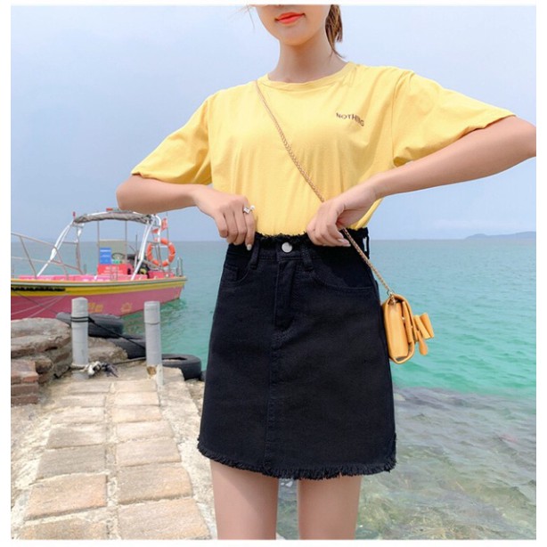 Chân váy kaki nữ tua rua dáng chữ A có quần trong đen trắng Shop Hạt Dẻ