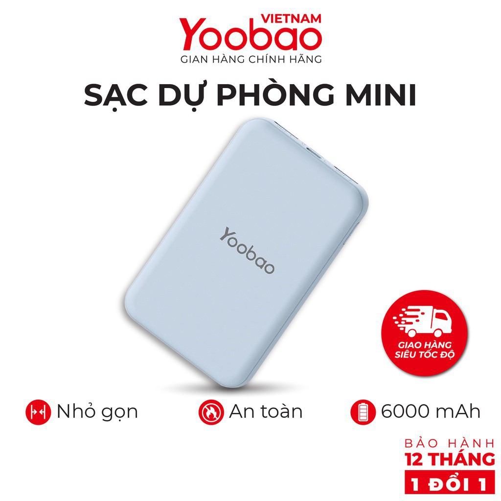 Sạc dự phòng mini 6000mAh Yoobao P6W - Hàng chính hãng - Bảo hành 12 tháng 1 đổi 1