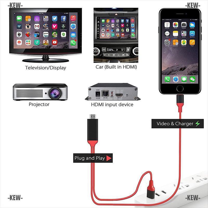 Cáp Kết Nối Kew-X 8 Pin Lightning Sang Hdmi Tv Av 2m Cho Iphone 7 7 + 6 6s 5 5s Ipad