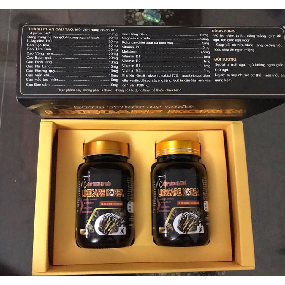 Đông trùng hạ thảo Goldwings Like care Korea Hỗ trợ ăn ngon ngủ tốt bồi bổ cơ thể tăng cường đề kháng hộp 60 viên