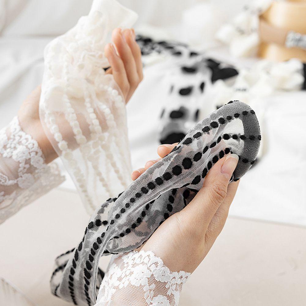 Vớ Cotton Họa Tiết Chấm Bi Trắng Đen Đơn Giản Phong Cách Nhật Bản|Vớ Lụa Họa Tiết Dễ Thương Cho Bé