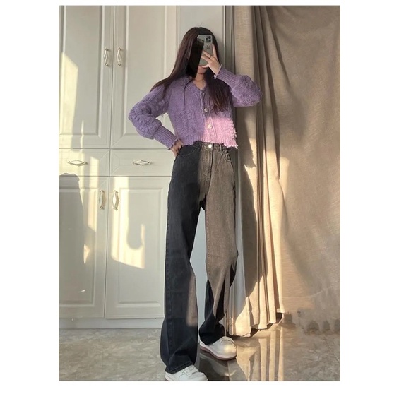 Quần Jeans Ống Suông Nam Nữ Unisex Màu Đen Khói Basic Cạp Cao Cạp Cao Phong Cách Ulzzang Hàn Quốc Chất Jean Loại 1