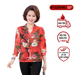 Áo Kiểu Trung Niên, Mẫu Áo Sơ Mi Trung Niên Voan 2 Lớp Trang Nhã | Thời Trang Nữ Trung Tuổi U40 U50 U60 - A667