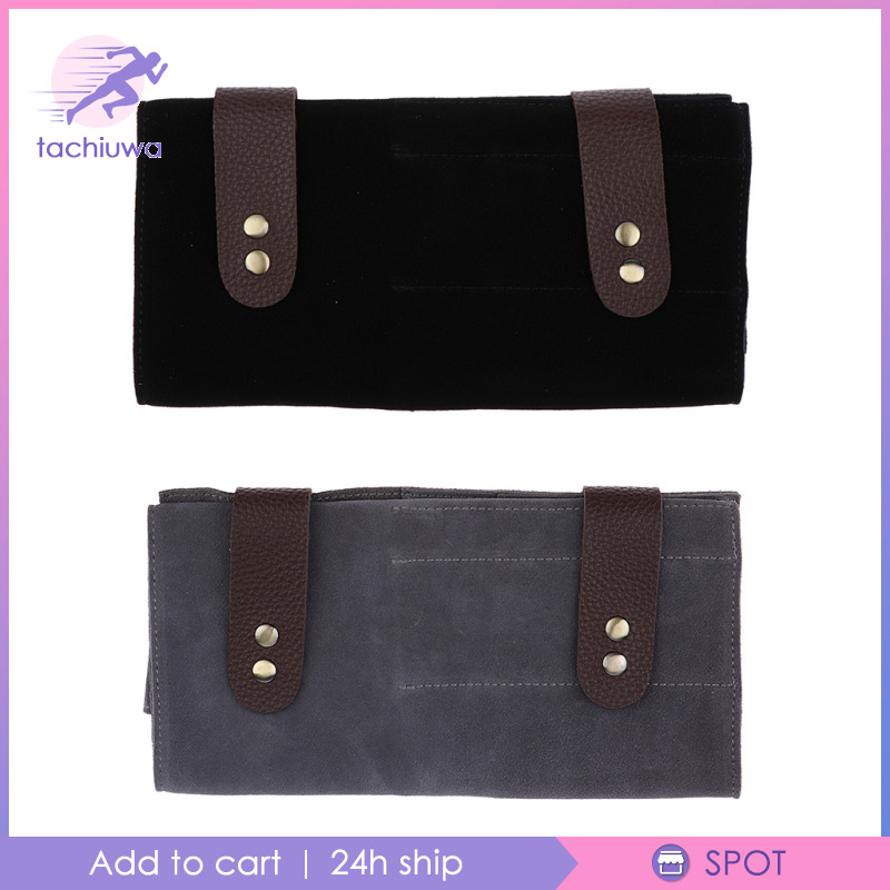 [TACHIUWA]Durable Leather Hair Cutting Scissors Pouch Rolled Bag for Hairdresser Black