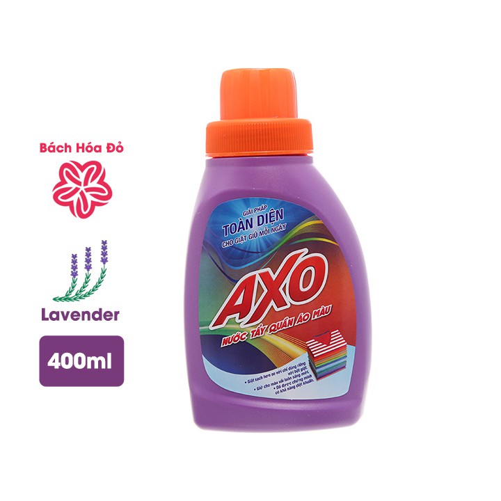 Nước giặt tẩy quần áo màu AXO chai 400ml - Hương Lavender