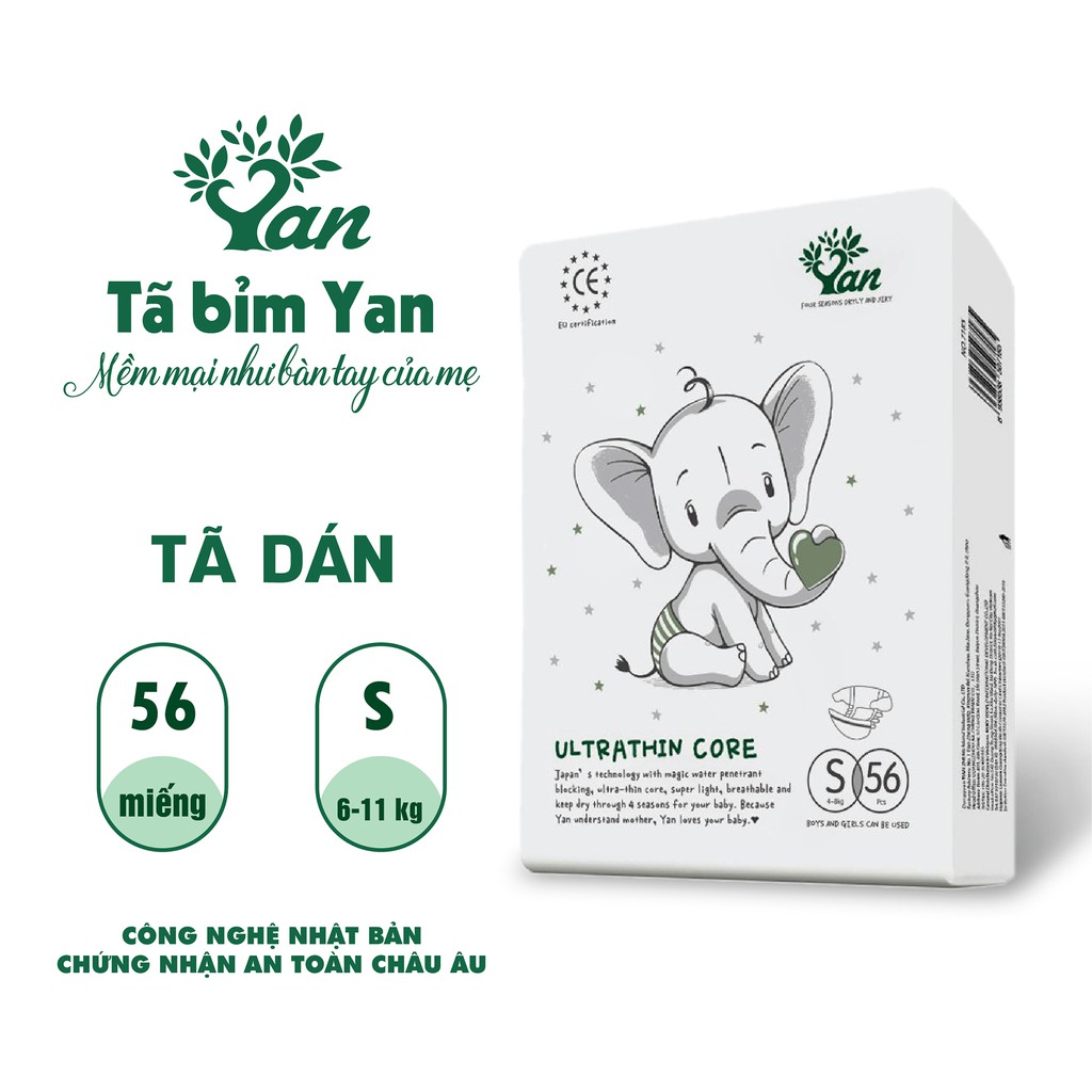 Tã dán Angel YAN Ultrathin Core size NB60-S56-M48-L44