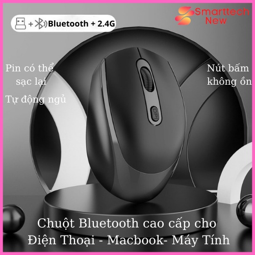 Chuột Bluetooth M107, Kết Nối Bluetooth 5.1 Hoặc Đầu Thu 2.4Ghz Yên Tỉnh, Pin Có Thể Sạc Lại