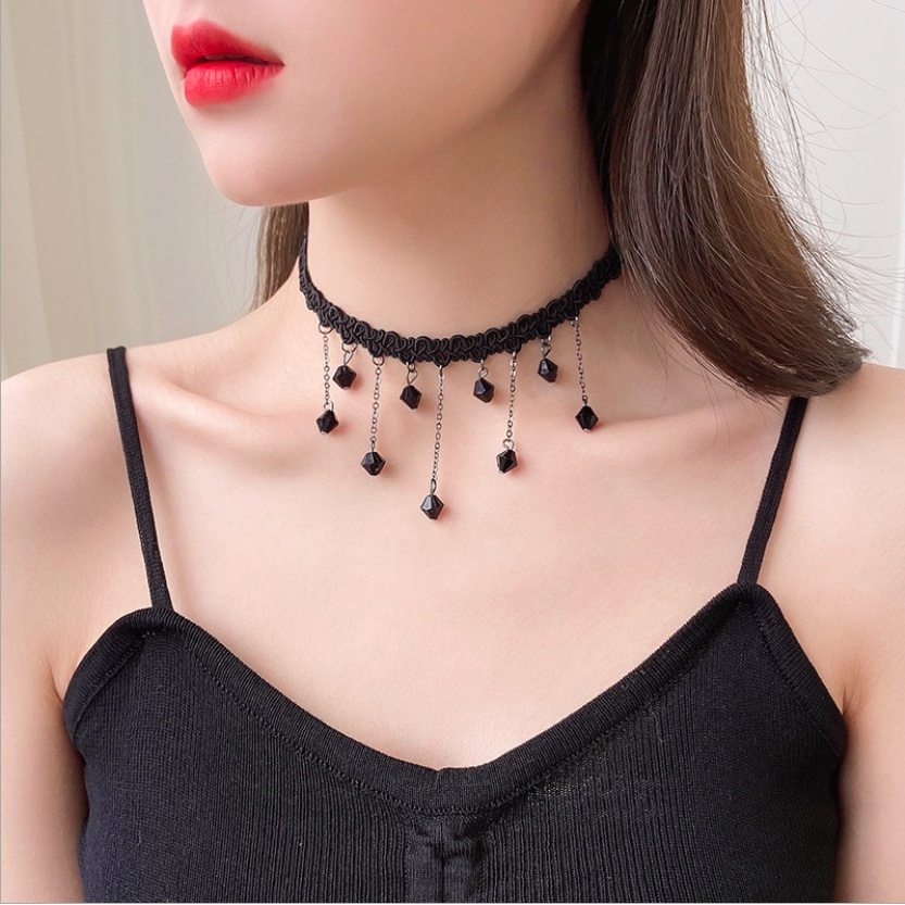 Dây chuyền nữ vòng cổ choker vải nhung màu đen nhiều mẫu phong cách Hàn Quốc