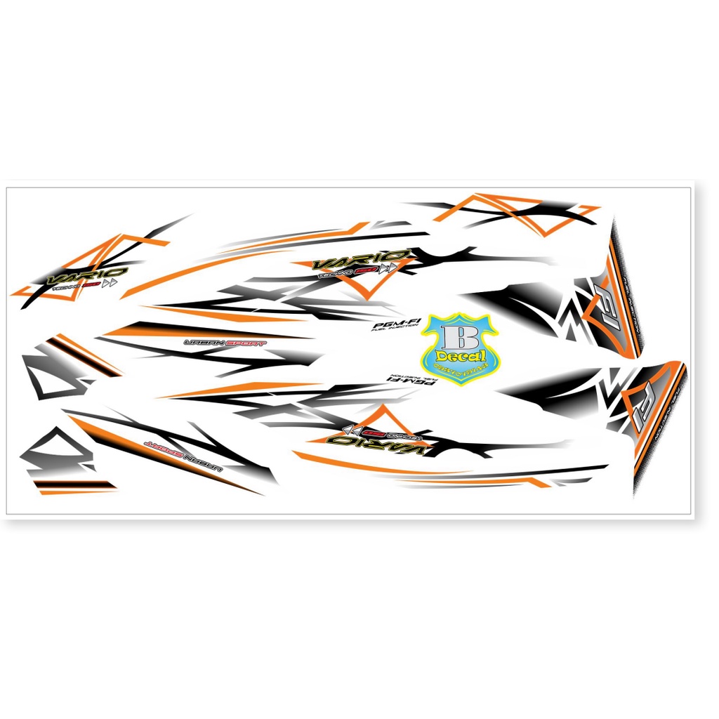 ( Quí khách vui lòng mang ra tiệm cho thợ dán ) Tem vario 150 rice cam trắng