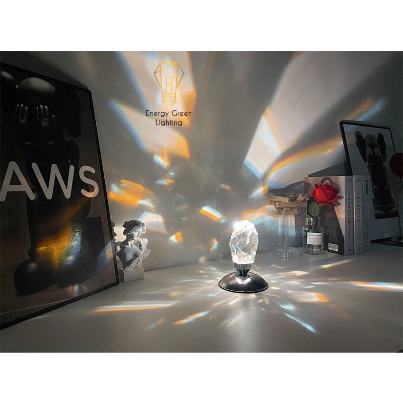 Đèn Bàn Pha Lê Cao Cấp Energy Green Lighting DB-923 - Chuyển Đổi 16 Màu Sắc - Điều Khiển Từ Xa - Decor Trang Trí