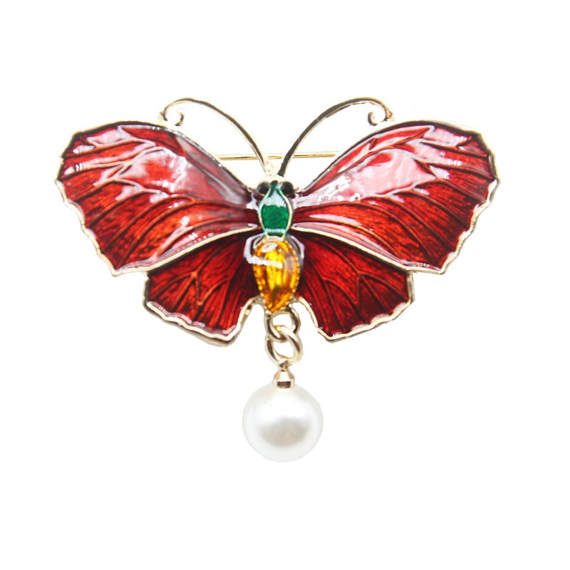 Ghim cài áo hình con bướm đính ngọc trai giả thời trang cho nữ