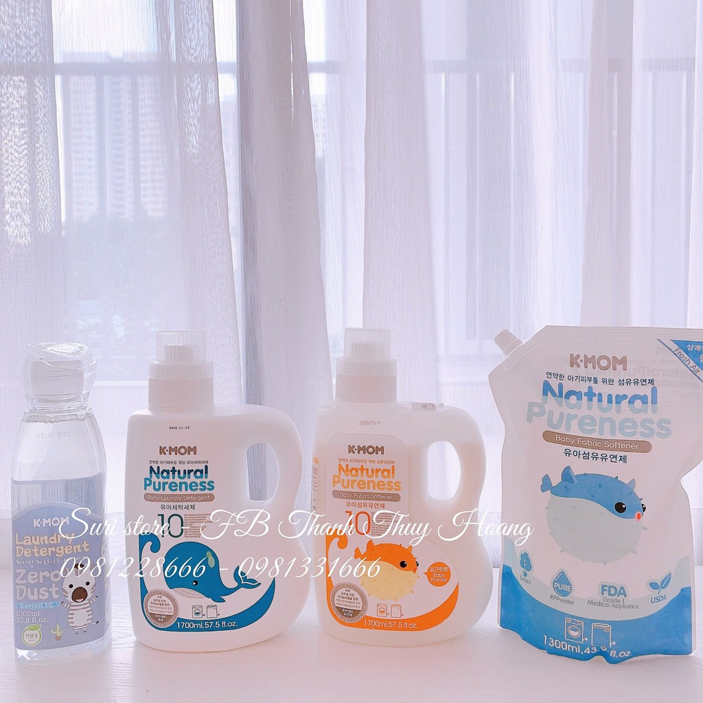 Nước xả vải hữu cơ KMom - Màu Vàng dạng túi (1300ml)