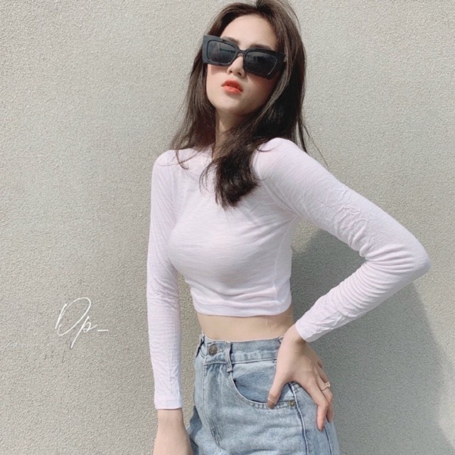 [ Mã WASTAPR giảm 10K đơn 50K] Sale áo croptop dài tay vải mát mỏng.