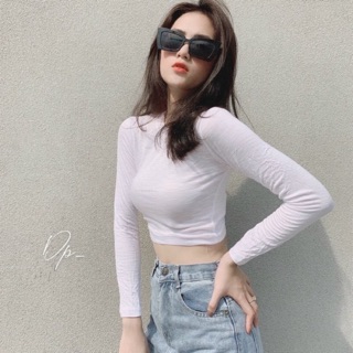 Sale áo croptop dài tay vải mát mỏng.