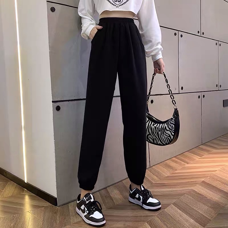 Quần jogger nữ nhung len tăm bo gấu cạp chun hot trent, Quần nỉ nhung len tăm dầy dặn loại 1