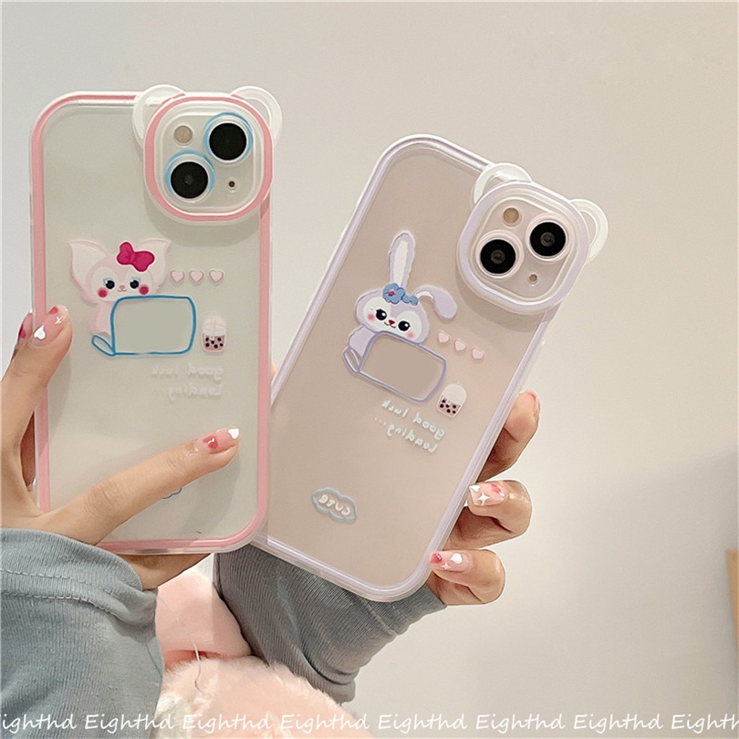 Ốp Điện Thoại Silicone Mềm Chống Sốc In Hình Tai Gấu Cho iPhone 13 12 11 Pro Max X XR Xs Max 6 7 8 Plus