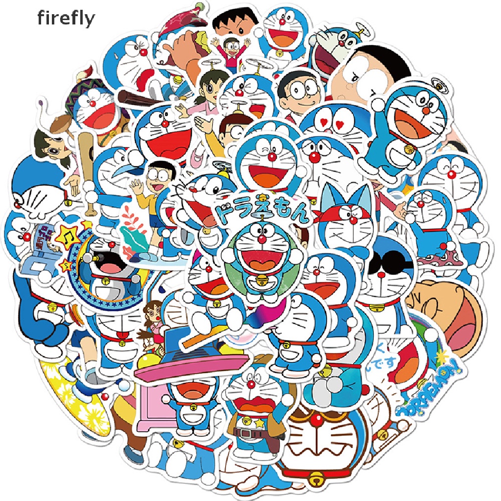 Set 50 miếng dán trang trí laptop/ xe hơi hình doraemon dễ thương