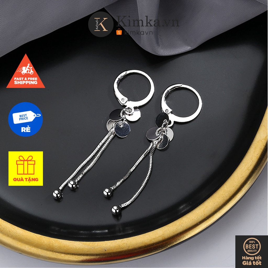 (0183) Khuyên Tai Sợi Dáng Dài Đính Hạt Cườm Sang Trọng