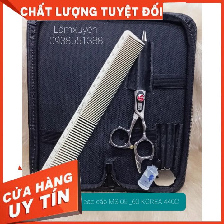 Kéo cắt tóc MS 05-60 KOREA 440C + bao da đựng kéo + 1 lược  Chất liệu thép siêu bền siêu bén _ chuyên dụng