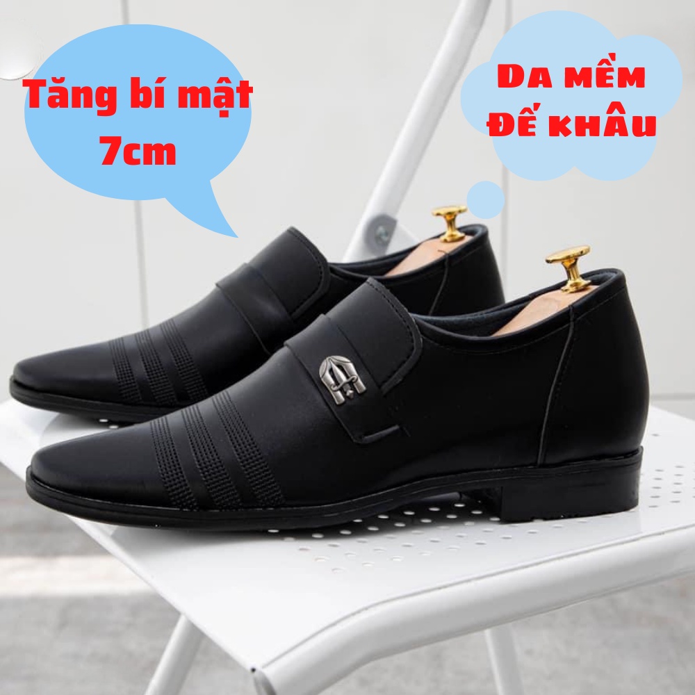 Giày tây nam da mềm, đế khâu, tăng bí mật 6-7cm, giày công sở, giày tăng chiều cao nam - GD135