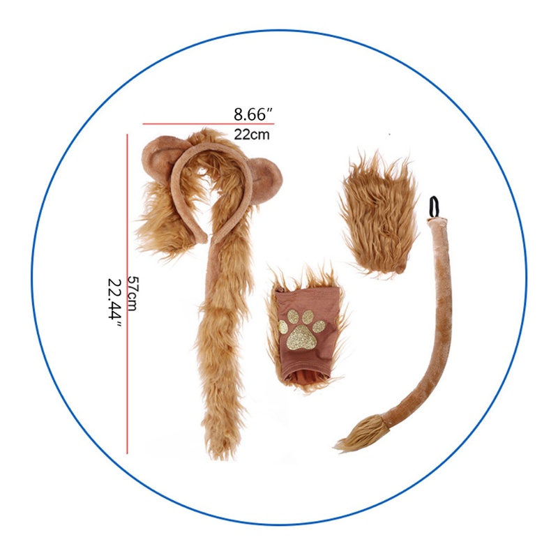 Băng Đô Tai Sư Tử Và Đuôi Hóa Trang Cho Trẻ Em Và Người Lớn