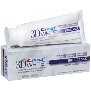 (Mua 1 tặng 1) Kem đánh răng Crest 3D 116gr Bản Trung White Brilliance Advanced Stain Protectiuon làm trắng sáng răng