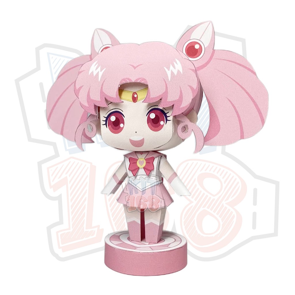 Mô hình giấy Anime Chibi Chibiusa Tsukino - Thủy thủ Mặt Trăng con + kit hộp trang trí