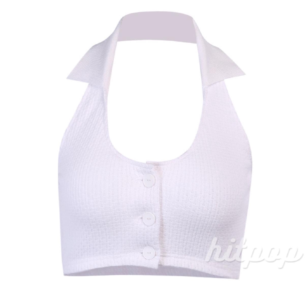 Áo kiểu crop top dệt kim không tay hở lưng thời trang dành cho nữ | BigBuy360 - bigbuy360.vn