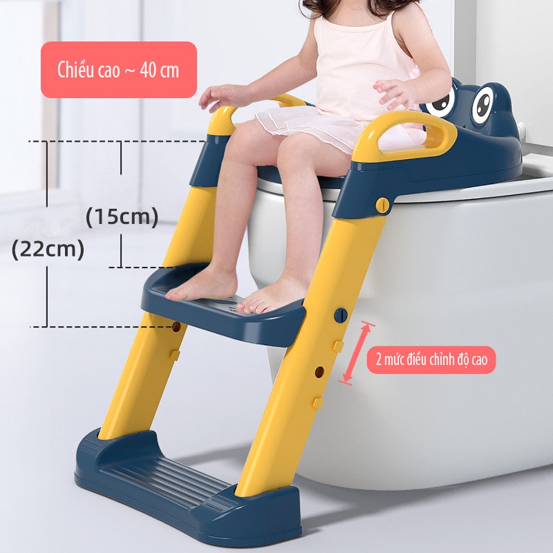Bệ Thu Nhỏ Bồn Cầu Cho Bé Có Thang Và Tay Vịn Chắc Chắn Gấp Mở Gọn Gàng Dùng Cho Trẻ Từ 2 Tuổi