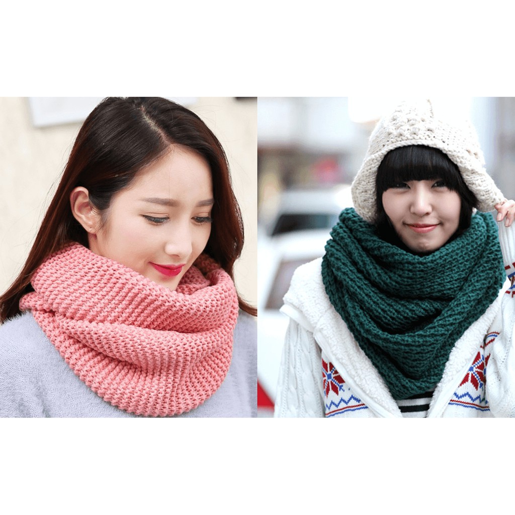 Khăn len ống quàng cổ - Khăn len choàng cổ nam nữ mùa đông cuốn 2 vòng ấm áp phong cách Hàn Quốc