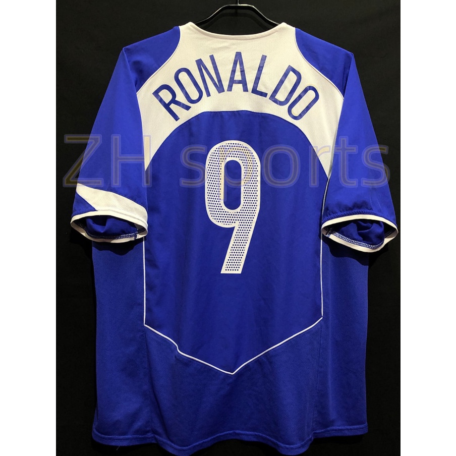 Áo Thun Bóng Đá 2004 jersey 04/05 brazil Số 8 RONALDO 9 JUNINHO 18