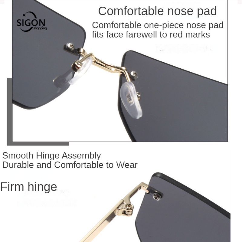 Kính Mát Gọng Vuông Không Viền Màu Gradient Thời Trang Đường Phố Cho Nam Và Nữ