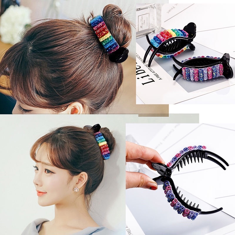 Kẹp Tóc Càng Cua Màu Sắc Cầu Vồng Nổi Bật Phong Cách Thời Trẻ Trung Năng Động