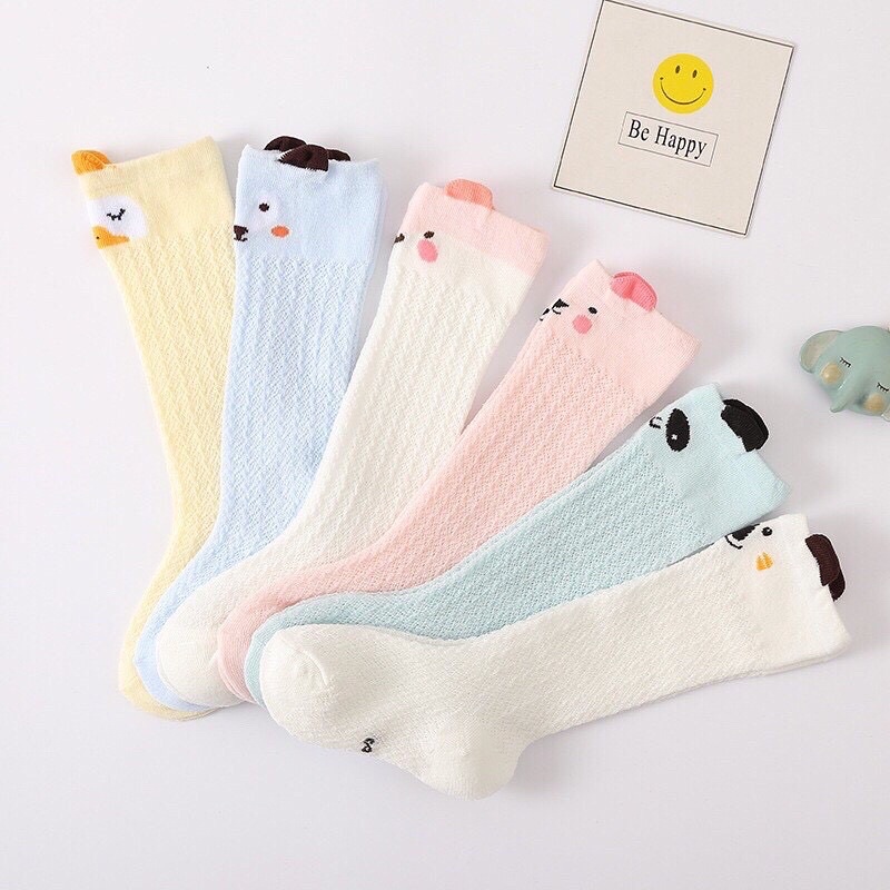 Tất vớ lưới cổ cao cotton họa tiết đáng yêu cho bé trai bé gái phong cách Hàn Quốc - Riokids QT2