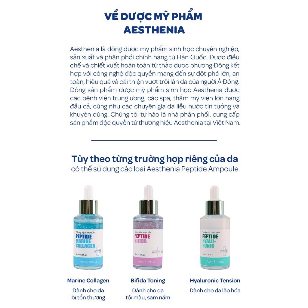 [TẶNG MẶT NẠ NHAU THAI CỪU] Tinh chất tươi dưỡng da Aesthenia Peptide Ampoule