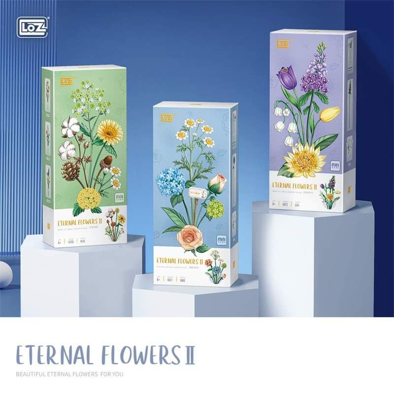 Lắp Ráp Mô Hình Bó Hoa Trang Trí Nhà Cửa, Decor, Sinh Nhật, Lễ Tết Chính Hãng LOZ (Fullbox)