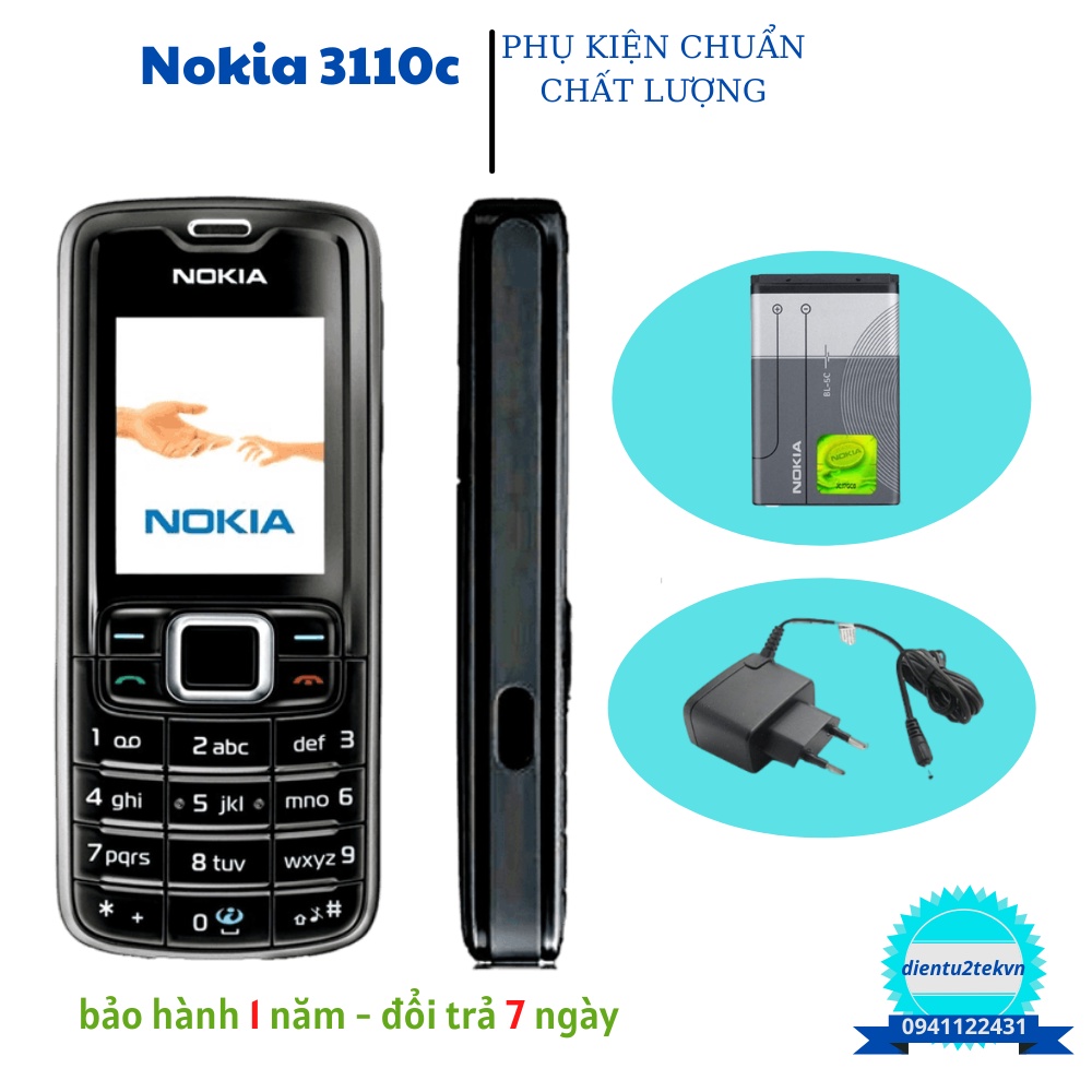 điện thoại nokia 3110c kèm pin sạc- bảo hành 1 năm