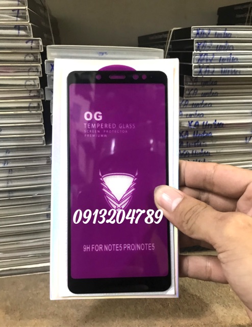 Kính Cường Lực OG xiaomi redmi note 9S / mi 8 pro / Note 5 / Note 5 pro full màn khoan không thủng