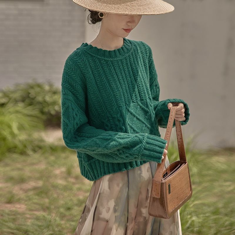 Áo Sweater Dệt Kim Cổ Tròn Dáng Rộng Thời Trang Mùa Đông 2022 Mới