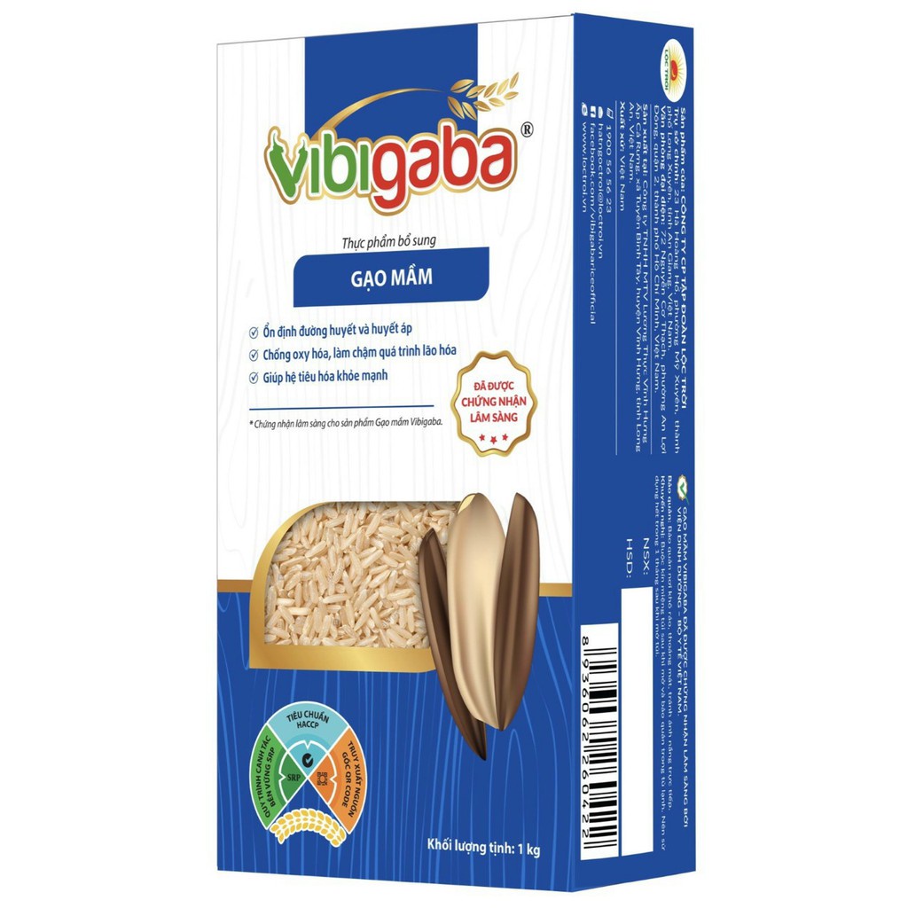 Gạo Mầm Vibigaba 1kg - ổn định đường huyết, chống oxi hóa, tiêu hóa tốt