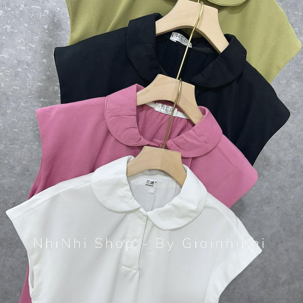 Áo polo thun cổ sen dáng rộng, Áo kiểu vai hến cổ bẻ AT6447 - NhiNhi Shop