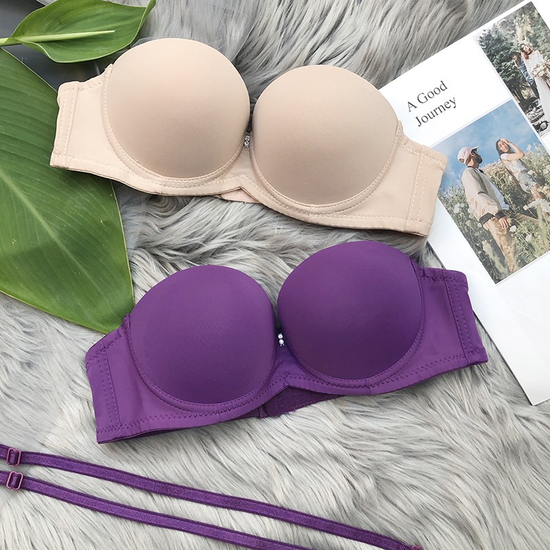 Áo ngực màu trơn không đường may nửa ngực gợi cảm