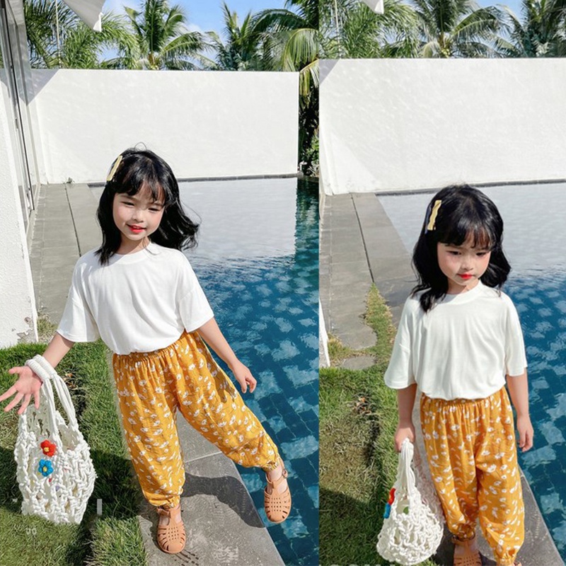 Quần Dài In Hoa Chống Muỗi Thoáng Khí Thời Trang Mùa Hè Cho Bé Gái