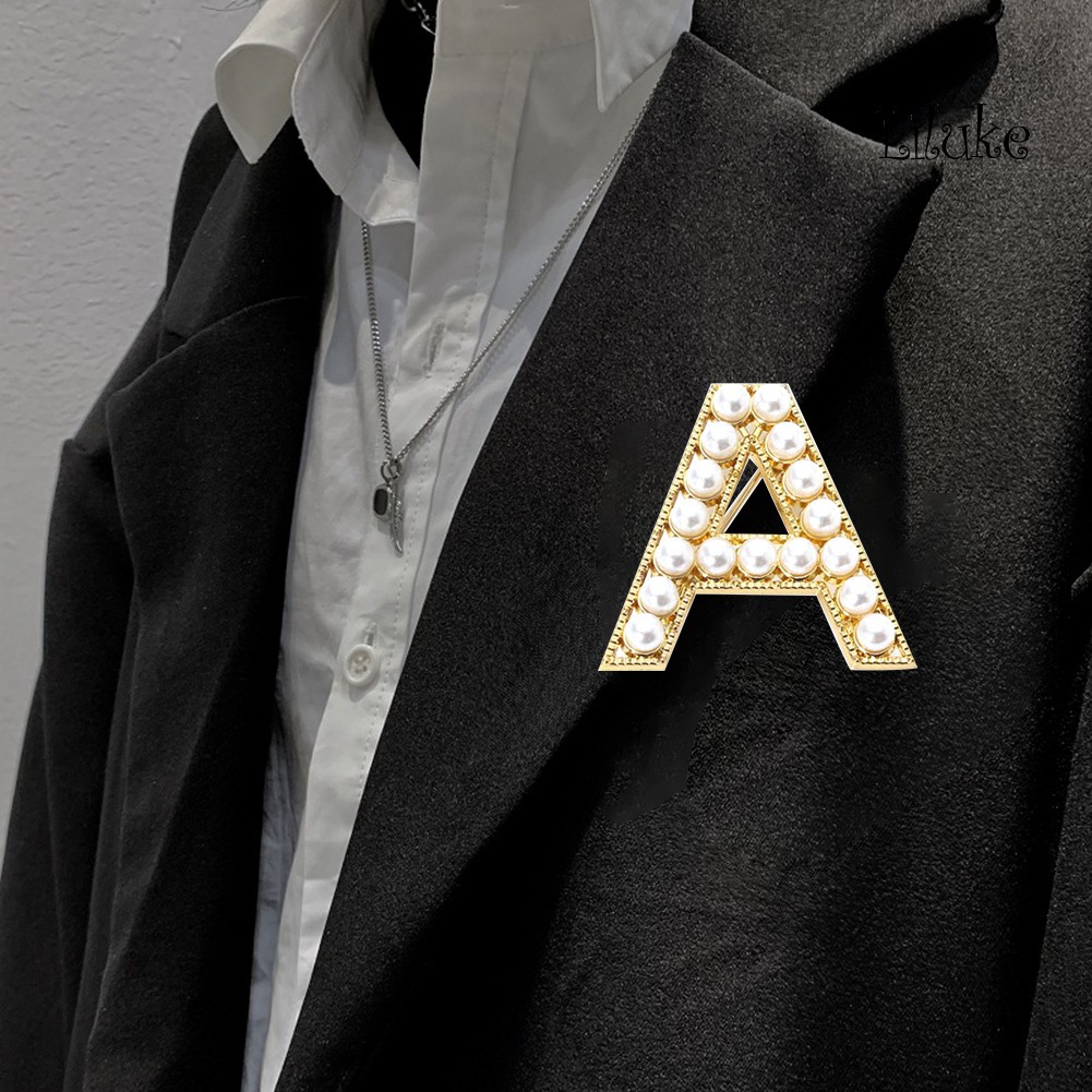 Ghim Cài Áo Hình Chữ Cái Đính Ngọc Trai Giả Thanh Lịch Cho Nữ