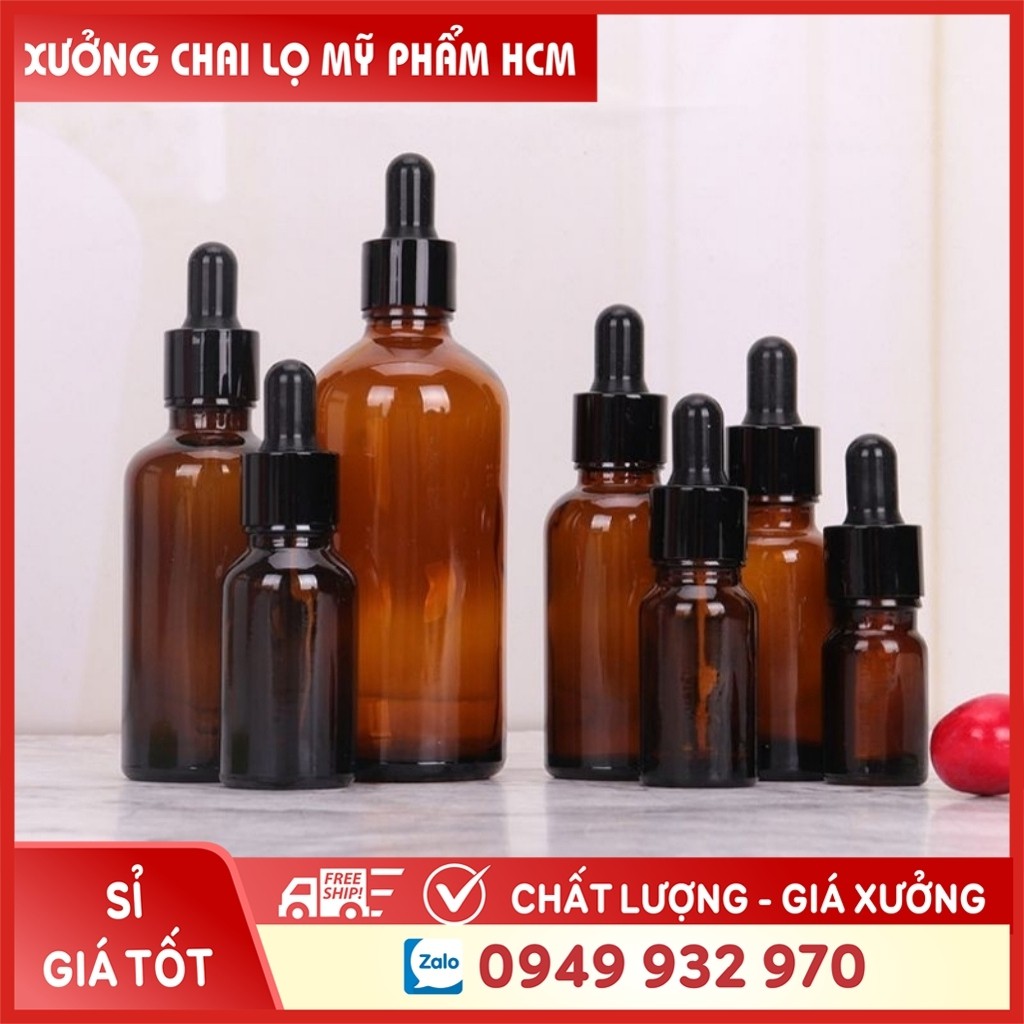 Lọ Chiết Serum ️ Lọ Thủy Tinh Nắp Bóp Nhỏ Giọt Khoen Đen 5ML/10ML Thiết Kế Nhỏ Gọn