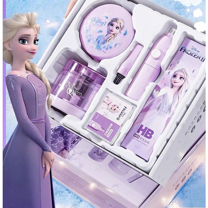 Bộ đồ dùng học tập văn phòng phẩm Disney Tẩy - Gọt chì - Hút bụi tự động Frozen Elsa - Quà tặng cho bé