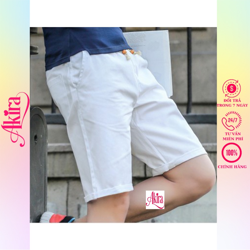 Quần short kaki nam lưng thun vải co giãn bền màu có dây rút thiết trẻ trung và sành điệu Akira
