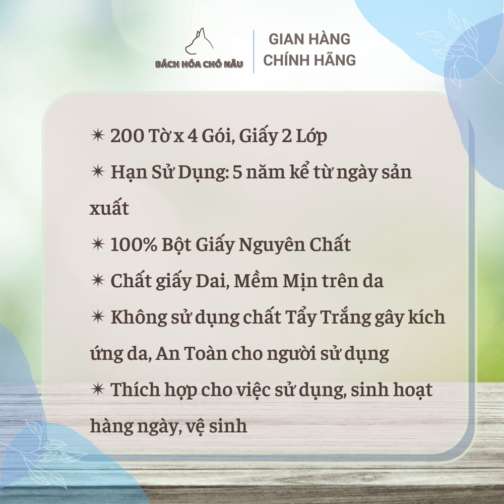 Lốc 4 Khăn Giấy Ăn Tiết Kiệm Hàn Quốc LOTTE Choice L 200 Tờ/Gói Giấy 2 Lớp Cao Cấp [ Hàng Chính Hãng]