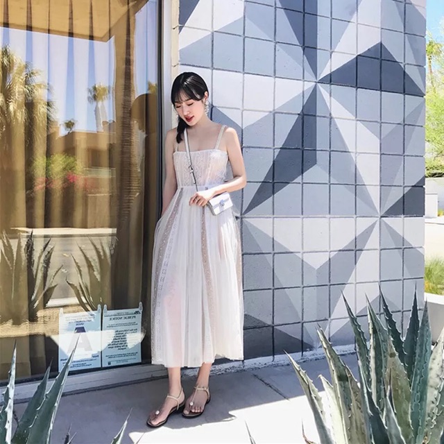 Váy maxi trắng hai dây (order) | BigBuy360 - bigbuy360.vn